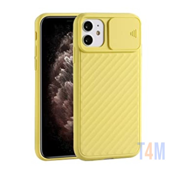 CAPA DE SILICONE COM PROTEÇÃO DE CÂMERA PARA APPLE IPHONE 12 MINI AMARELO